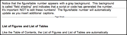 Image showing what a page break looks like in Word